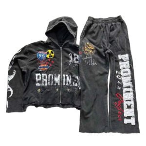Men’s Acid Washed Graphic Tracksuit Set – Custom Print Fashion