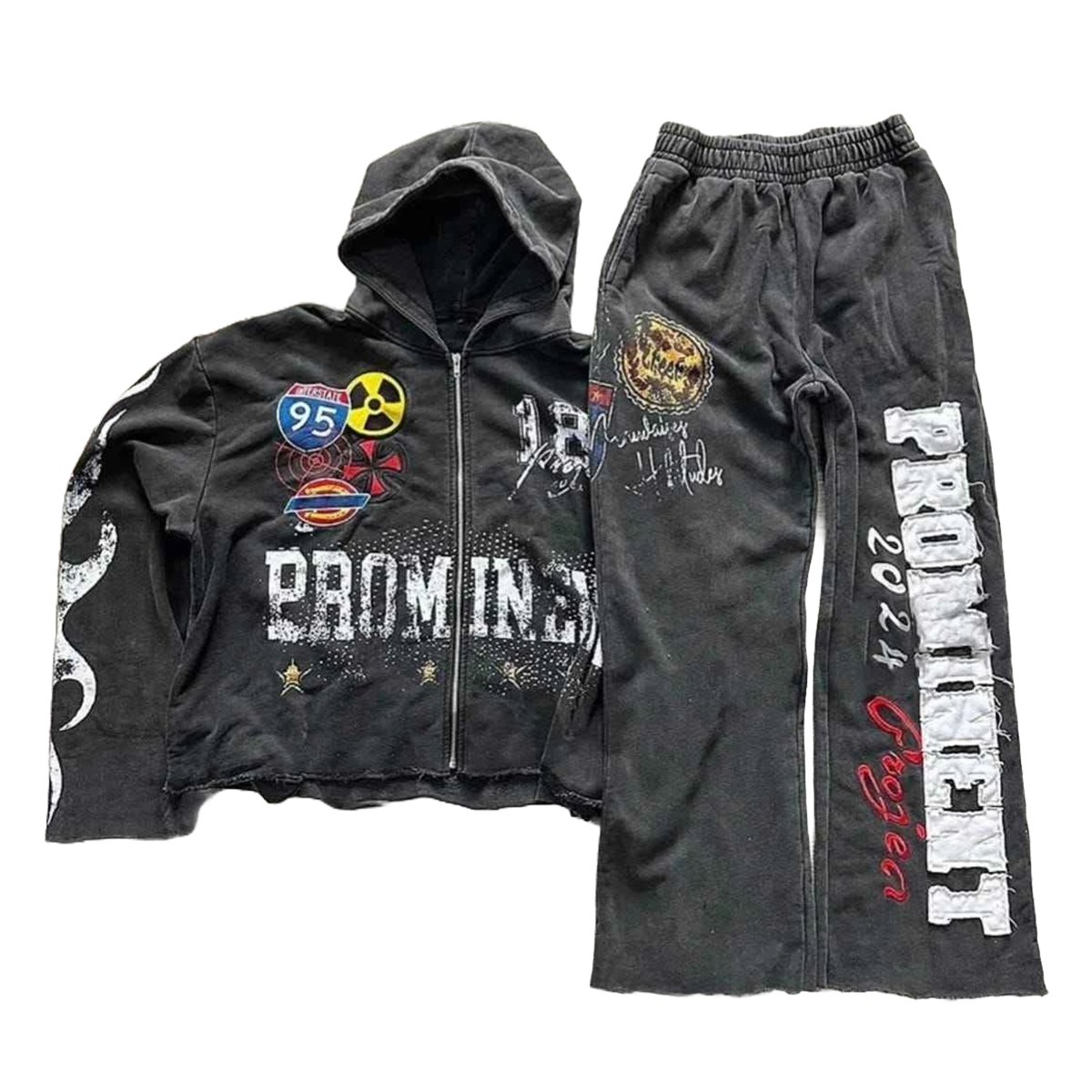 Men’s Acid Washed Graphic Tracksuit Set – Custom Print Fashion