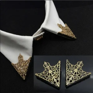 Vintage Fashion Triangle Shirt Collar Lapel Pin for Men and Women Hollowed Out Crown Brooch Corner Emblem Jewelry Accessories With Gift Box