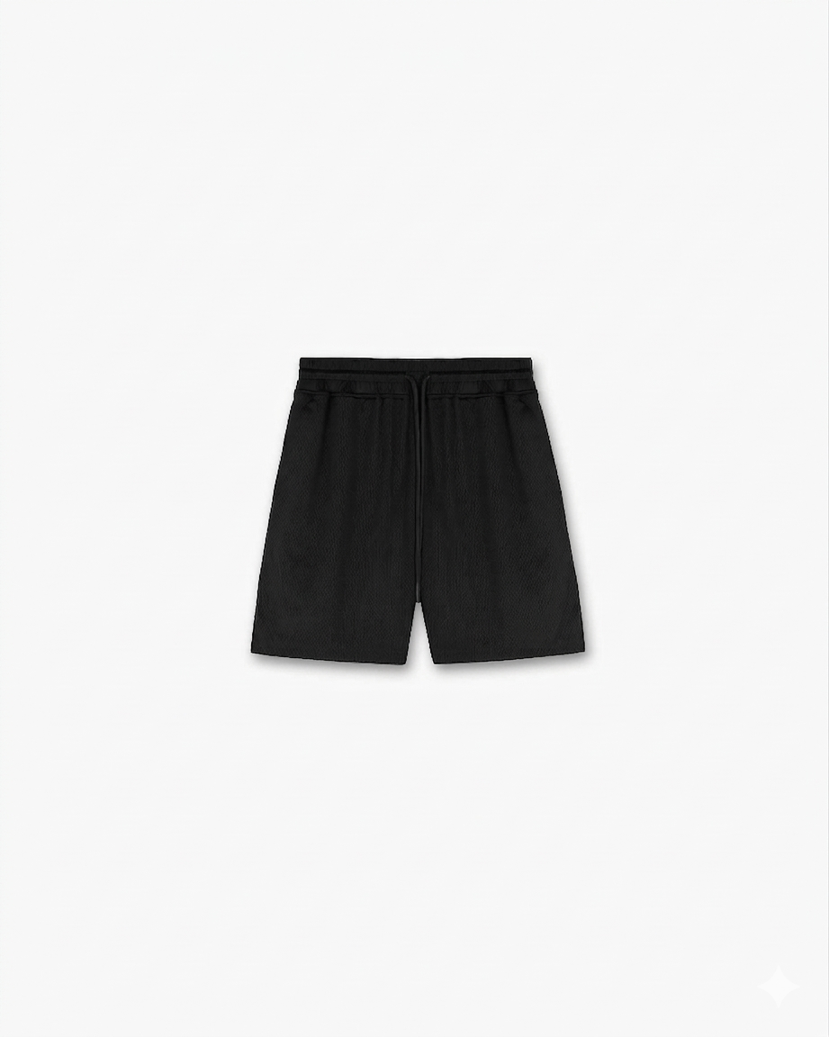 Men’s Essential Mesh Streetwear Shorts – Matte Black / Relaxed Fit