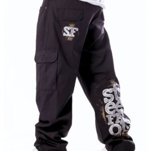 Street Famous Baggy Cargo Pants Black by BSAT