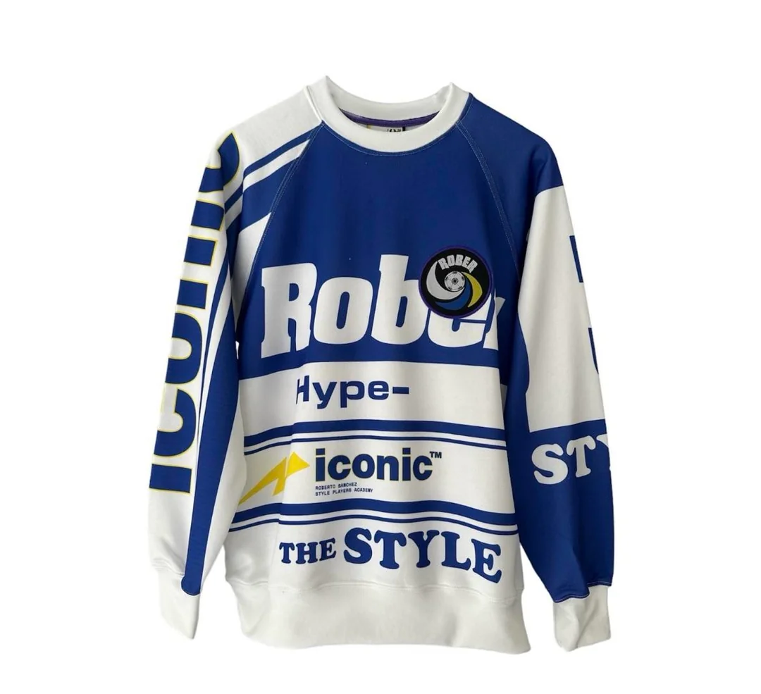 Retro Racing Blue & White Graphic Oversized Sweatshirt – Iconic Style Edition
